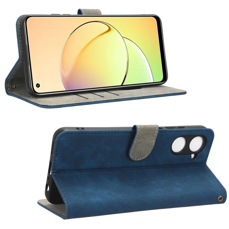 RFID Blocking Anti-scratch Phone Case For Realme 10 4G, Anti-fall Magnetic PU Leather Phone Cover with Wallet Stand - Blue