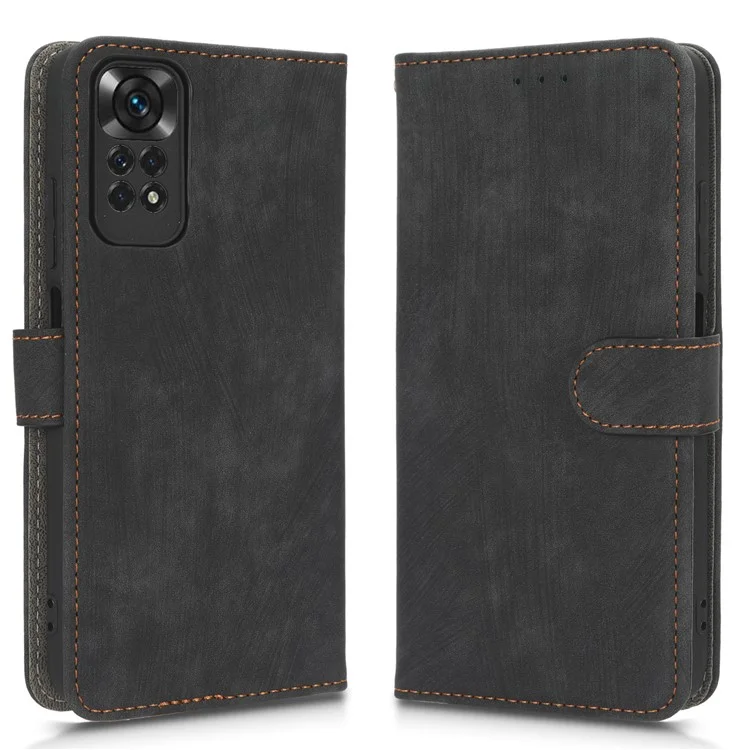 Para Xiaomi Redmi Note 11 4G (Qualcomm) / Note 11S 4G RFID Blocking Full Coverage PU Leather Phone Case Protective Magnetic Mobile Phone Cover with Wallet Stand - Preto