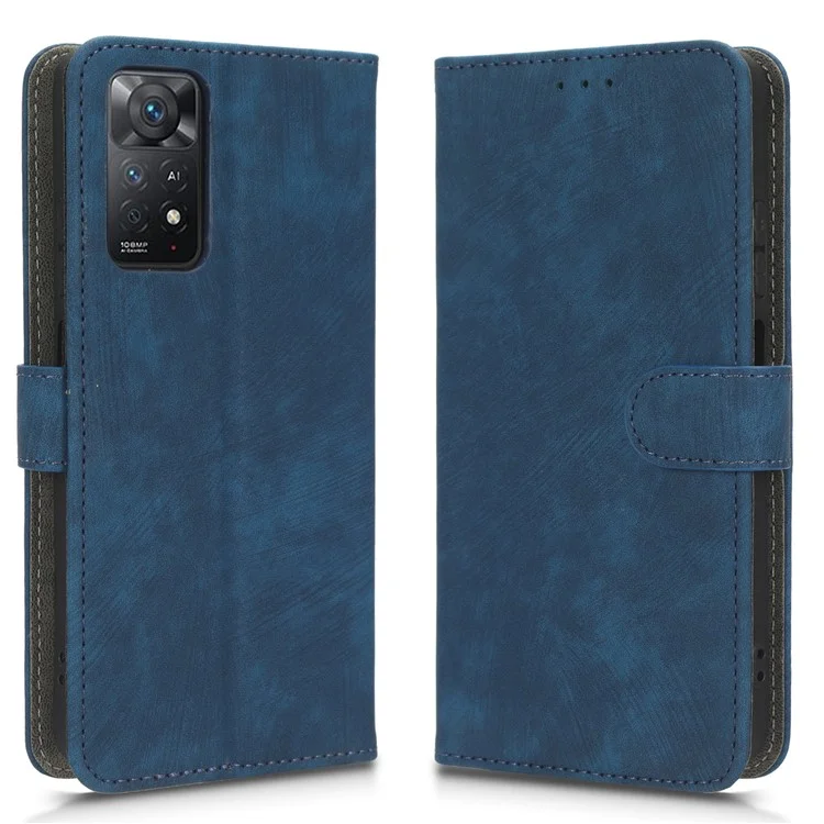 For Xiaomi Redmi Note 11 Pro 4G (MediaTek) / Note 11 Pro 5G (Qualcomm) / Note 12 Pro 4G / Note 11E Pro 5G RFID Blocking PU Leather Phone Case Fully Wrapped Magnetic Mobile Phone Cover with Wallet Stand - Blue