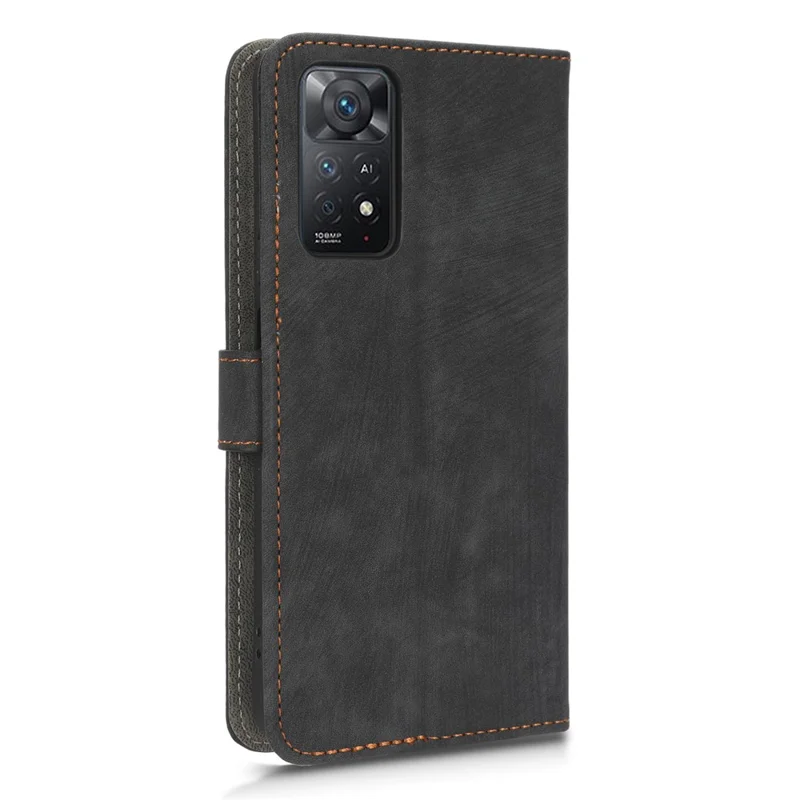 For Xiaomi Redmi Note 11 Pro 4G (MediaTek) / Note 11 Pro 5G (Qualcomm) / Note 12 Pro 4G / Note 11E Pro 5G RFID Blocking PU Leather Phone Case Fully Wrapped Magnetic Mobile Phone Cover with Wallet Stand - Black