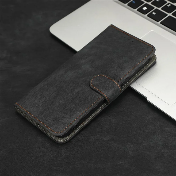 For iPhone 13 Pro Max 6.7 inch Magnetic PU Leather Phone Cover RFID Blocking Mobile Phone Case with Wallet Stand - Black