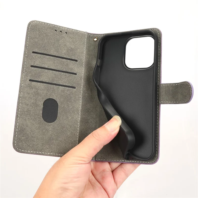For iPhone 13 Pro Max 6.7 inch Magnetic PU Leather Phone Cover RFID Blocking Mobile Phone Case with Wallet Stand - Brown