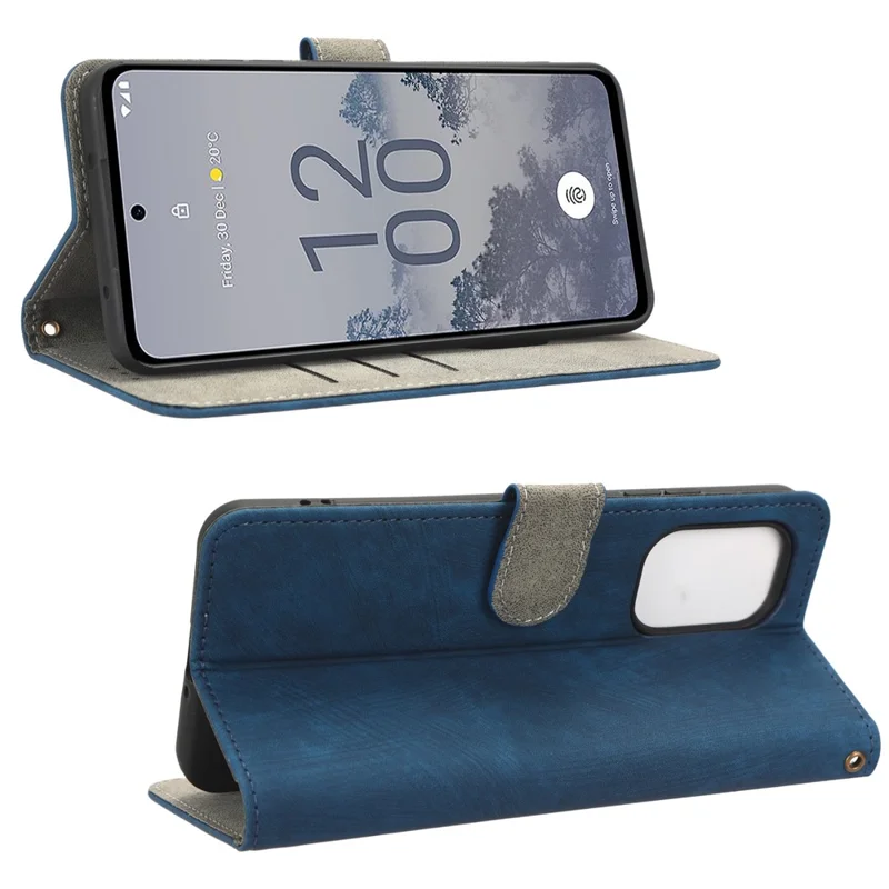 For Nokia X30 5G Magnetic Clasp PU Leather Phone Cover RFID Blocking Scratch-resistant Phone Case with Wallet Stand - Blue