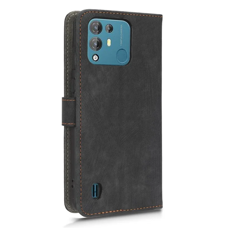 Anti-scratch Phone Case For Blackview A55 Pro Magnetic RFID Blocking PU Leather Drop-proof Flip Wallet Cover Stand - Black