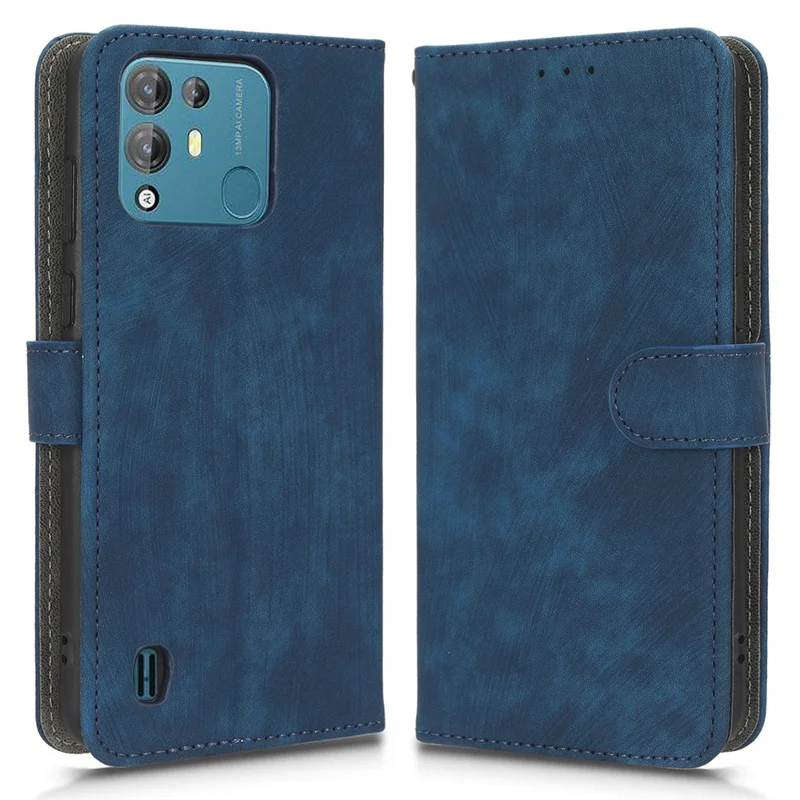 Anti-scratch Phone Case For Blackview A55 Pro Magnetic RFID Blocking PU Leather Drop-proof Flip Wallet Cover Stand - Blue