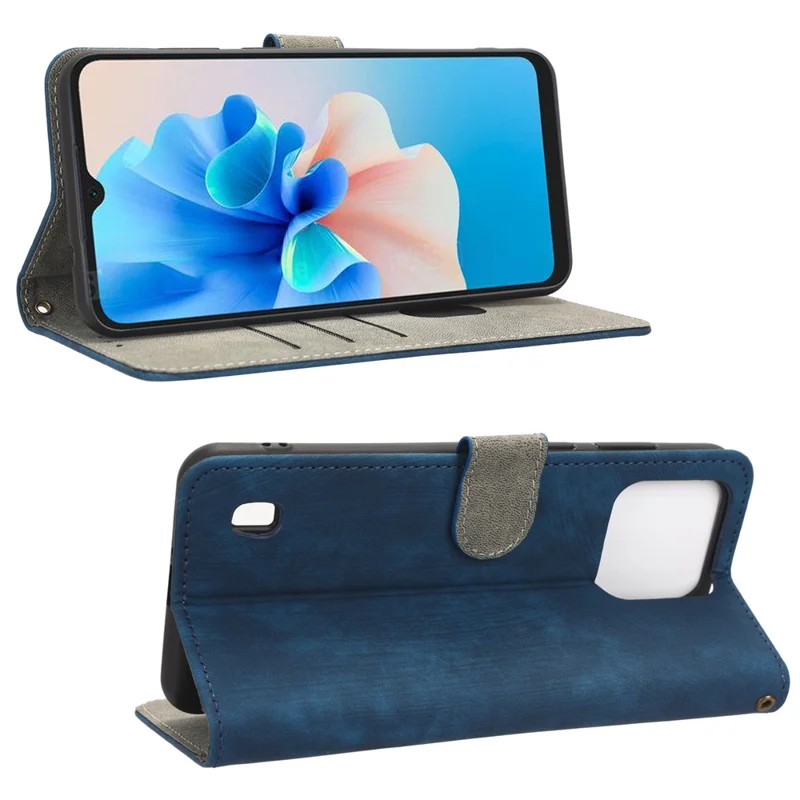 Anti-scratch Phone Case For Blackview A55 Pro Magnetic RFID Blocking PU Leather Drop-proof Flip Wallet Cover Stand - Blue