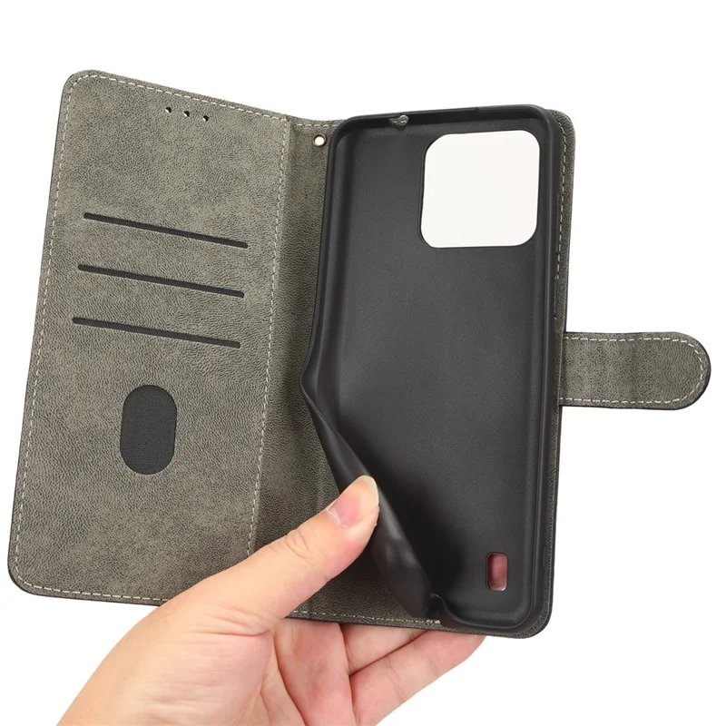 Anti-scratch Phone Case For Blackview A55 Pro Magnetic RFID Blocking PU Leather Drop-proof Flip Wallet Cover Stand - Blue