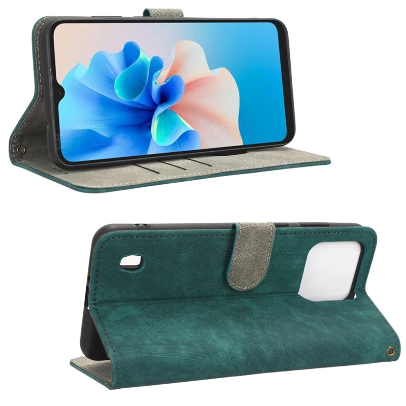 Anti-scratch Phone Case For Blackview A55 Pro Magnetic RFID Blocking PU Leather Drop-proof Flip Wallet Cover Stand - Green