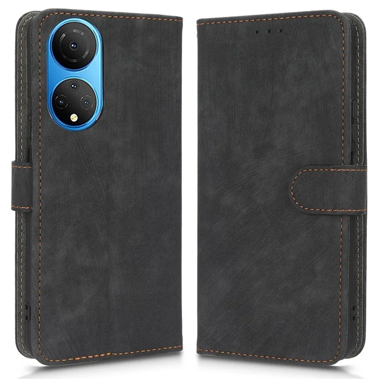 Custodia per telefono con blocco RFID per Honor X7, supporto pieghevole magnetico in pelle PU protettiva - Nero