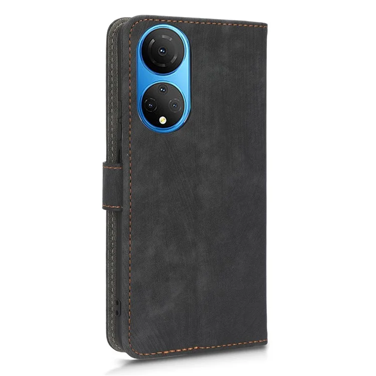 Custodia per telefono con blocco RFID per Honor X7, supporto pieghevole magnetico in pelle PU protettiva - Nero