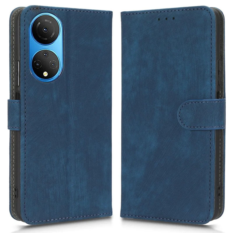RFID Blocking Phone Cover For Honor X7, Foldable Stand Magnetic PU Leather Protective Phone Wallet Case - Blue