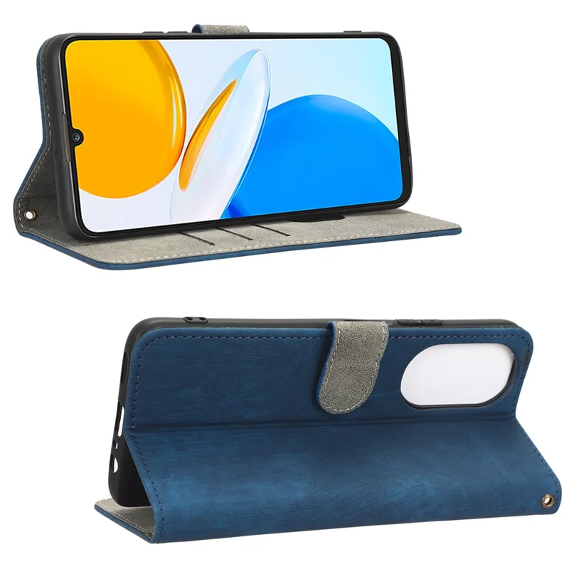 RFID Blocking Phone Cover For Honor X7, Foldable Stand Magnetic PU Leather Protective Phone Wallet Case - Blue