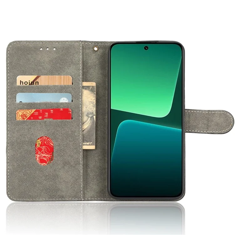 Para Xiaomi 13 5G Anti-drop RFID Blocking Phone Case Shockproof PU Leather Phone Wallet Cover Foldable Stand - Negro