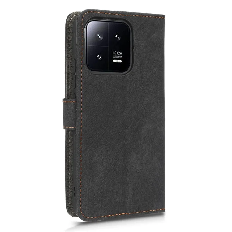 Para Xiaomi 13 5G Anti-drop RFID Blocking Phone Case Shockproof PU Leather Phone Wallet Cover Foldable Stand - Negro
