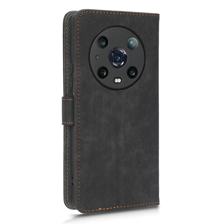 For Honor Magic4 Pro 5G RFID-blockierendes PU-Leder-Handyhülle, schützende Magnetic Mobile Phone Cover mit Wallet Stand - Schwarz