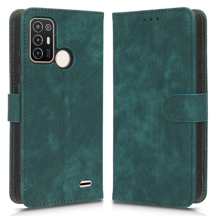 PU Leather Phone Cover For ZTE Blade A52, Flip Wallet Stand RFID Blocking Mobile Phone Case - Green