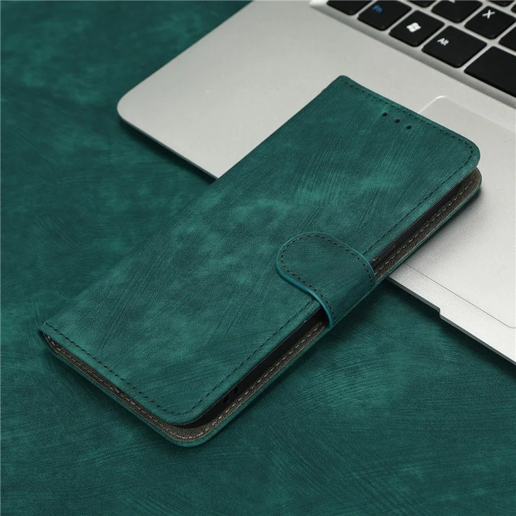 PU Leather Phone Cover For ZTE Blade A52, Flip Wallet Stand RFID Blocking Mobile Phone Case - Green