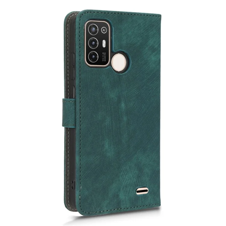 PU Leather Phone Cover For ZTE Blade A52, Flip Wallet Stand RFID Blocking Mobile Phone Case - Green