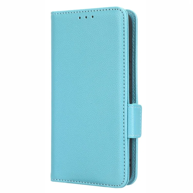 Чехол-книжка для Xiaomi 13 5G с полной защитой, с текстурой под кожу, из искусственной кожи, с подставкой и двумя магнитными застежками - голубого цвета