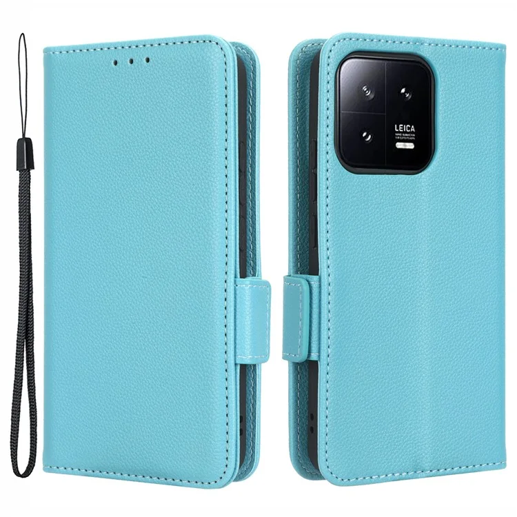Für Xiaomi 13 Pro 5G Dual Magnetic Clasp Litchi Texture Flip Leather Phone Case Wallet Stand Protective Phone Cover - Baby Blue
