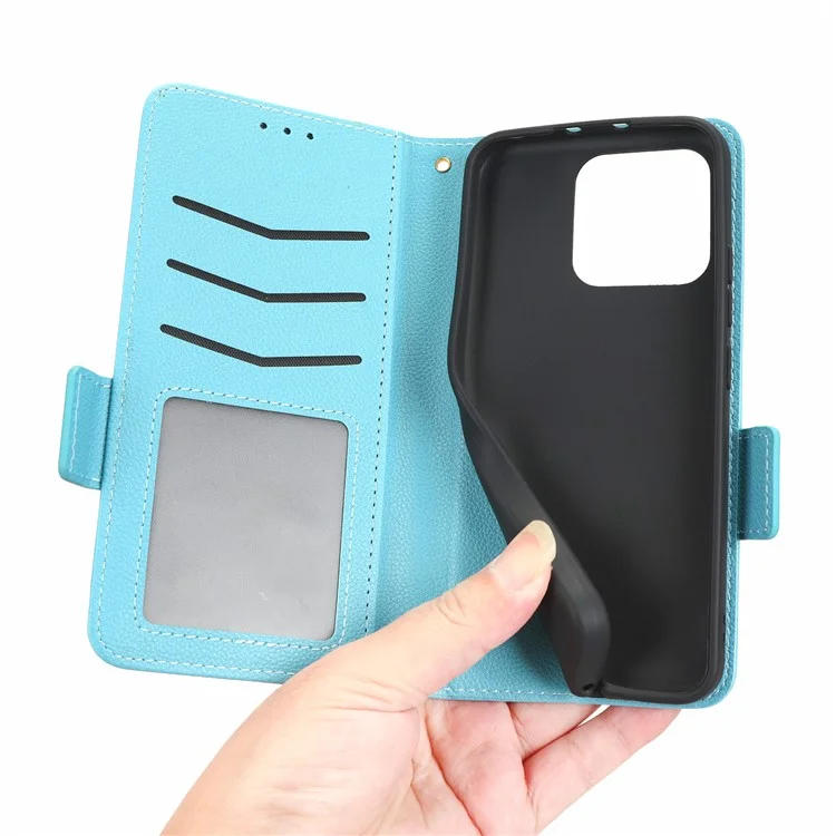 Für Xiaomi 13 Pro 5G Dual Magnetic Clasp Litchi Texture Flip Leather Phone Case Wallet Stand Protective Phone Cover - Baby Blue