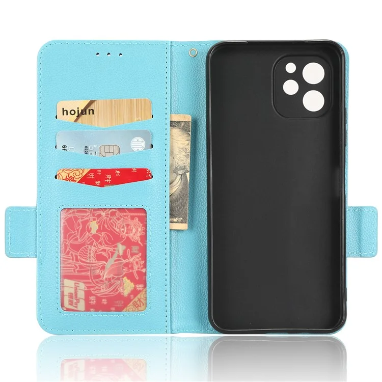 Custodia Per Smartphone In Pelle PU Per Huawei Nova Y61 4G / Enjoy 50z 4G Chiusura Magnetica Doppia Texture Effetto Pelle Di Litchi Flip Wallet Stand Resistente Ai Graffi - Blu Neonato