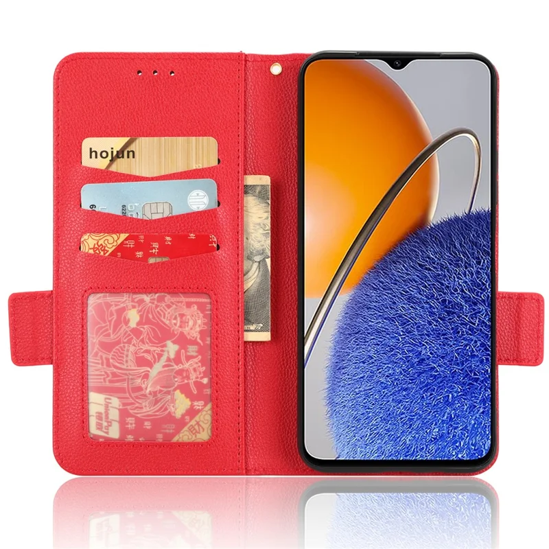 Custodia per Smartphone in Pelle PU per Huawei nova Y61 4G / Enjoy 50z 4G Doppia Chiusura Magnetica Texture Litchi Flip Wallet Stand Antigraffio Custodia per Telefono - Rosso