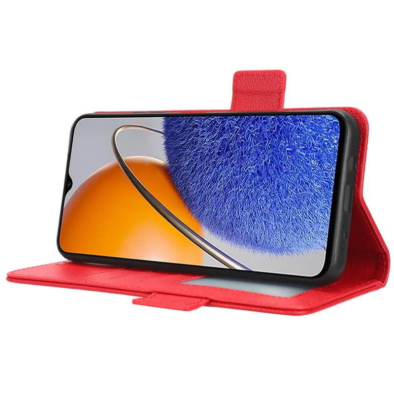 Custodia per Smartphone in Pelle PU per Huawei nova Y61 4G / Enjoy 50z 4G Doppia Chiusura Magnetica Texture Litchi Flip Wallet Stand Antigraffio Custodia per Telefono - Rosso