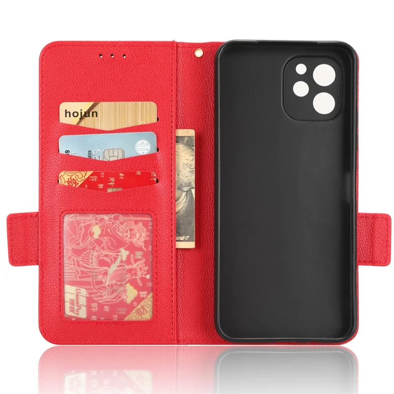 Custodia per Smartphone in Pelle PU per Huawei nova Y61 4G / Enjoy 50z 4G Doppia Chiusura Magnetica Texture Litchi Flip Wallet Stand Antigraffio Custodia per Telefono - Rosso