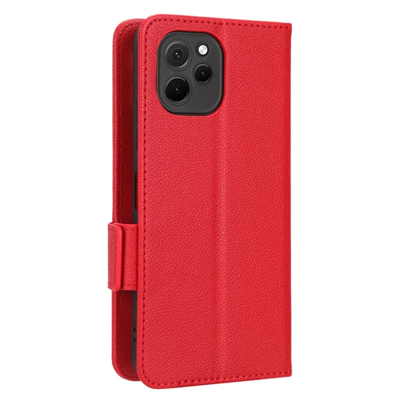 Custodia per Smartphone in Pelle PU per Huawei nova Y61 4G / Enjoy 50z 4G Doppia Chiusura Magnetica Texture Litchi Flip Wallet Stand Antigraffio Custodia per Telefono - Rosso