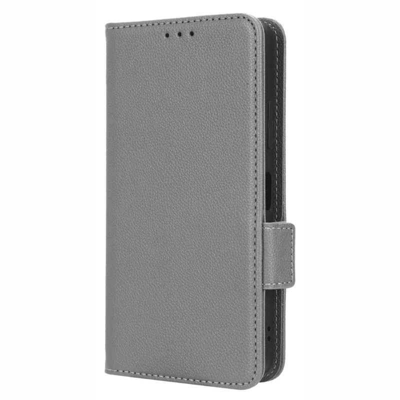 Custodia Smartphone in Pelle PU per Huawei nova Y61 4G / Enjoy 50z 4G Chiusura Magnetica Doppia Texture Litchi Flip Wallet Stand Antigraffio Cover per Telefono - Grigio