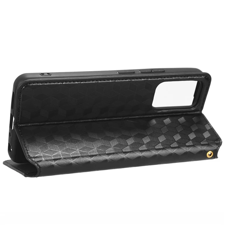 Pour TCL 405 / 406 / T506D Rhombus Pattern Imprinted PU Leather Protective Flip Phone Wallet Cover Stand Magnetic Auto-absorbed Anti-scratch Phone Case - Noir