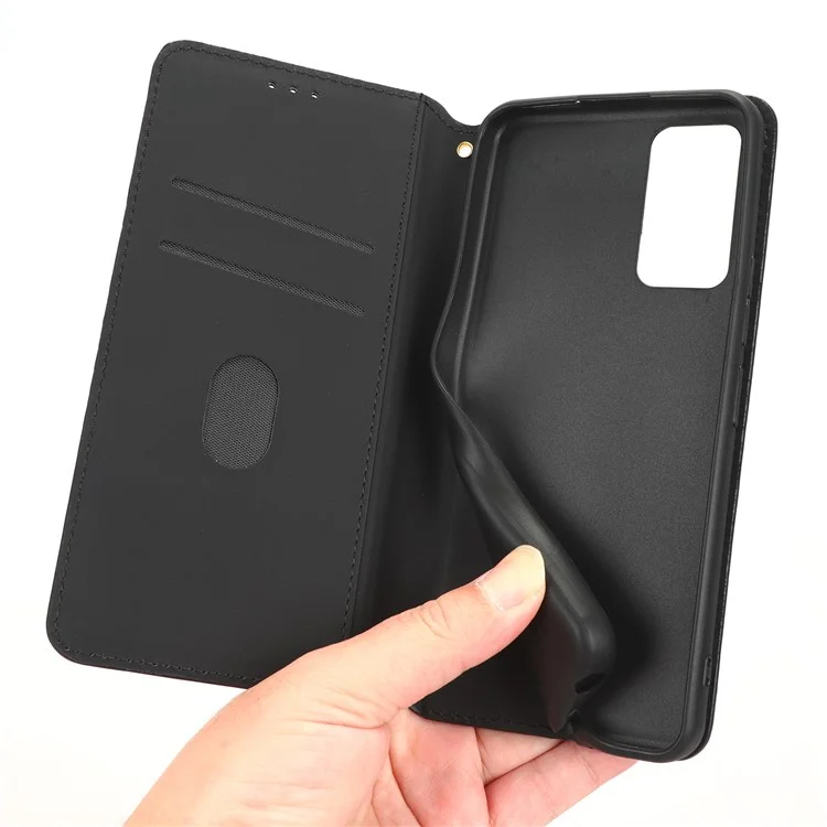 Pour TCL 405 / 406 / T506D Rhombus Pattern Imprinted PU Leather Protective Flip Phone Wallet Cover Stand Magnetic Auto-absorbed Anti-scratch Phone Case - Noir
