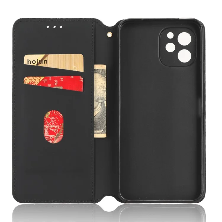 Cell Phone Cover For Huawei nova Y61 4G / Enjoy 50z 4G Rhombus Pattern Imprinted Flip Wallet Case Stand Magnetic Auto Closing Phone Shell - Black