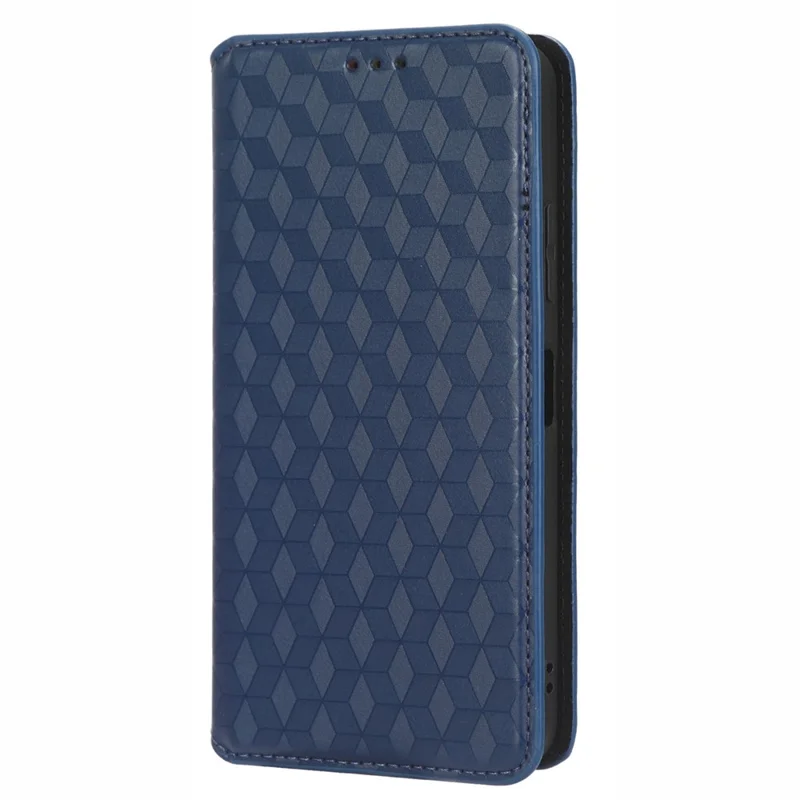 Funda para teléfono móvil para Huawei nova Y61 4G / Enjoy 50z 4G Diseño de patrón de rombos estampado Estuche billetera con soporte de cierre magnético automático - Azul