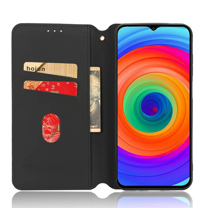 Para Ulefone Note 14 Rhombus Pattern Imprinted Drop-proof Phone Case Magnetic Auto Closing PU Leather Wallet Stand Anti-scratch Phone Cover - Black