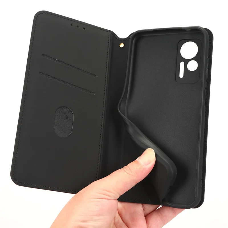 Para Ulefone Note 14 Rhombus Pattern Imprinted Drop-proof Phone Case Magnetic Auto Closing PU Leather Wallet Stand Anti-scratch Phone Cover - Black