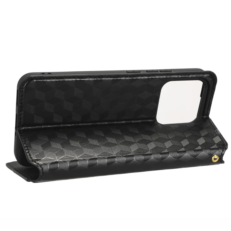 For Xiaomi 13 Pro 5G Rhombus Pattern Imprinted PU Leather Flip Phone Wallet Cover Magnetic Auto-absorbed Stand Shockproof Phone Case - Black