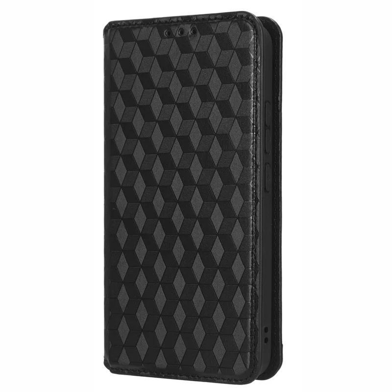 For Xiaomi 13 Pro 5G Rhombus Pattern Imprinted PU Leather Flip Phone Wallet Cover Magnetic Auto-absorbed Stand Shockproof Phone Case - Black