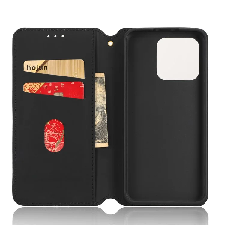 Custodia Magnetica per Telefono Auto-Chiudente per Xiaomi 13 5G, Custodia Portafoglio in Pelle PU con Motivo a Rombo Impresso - Nero