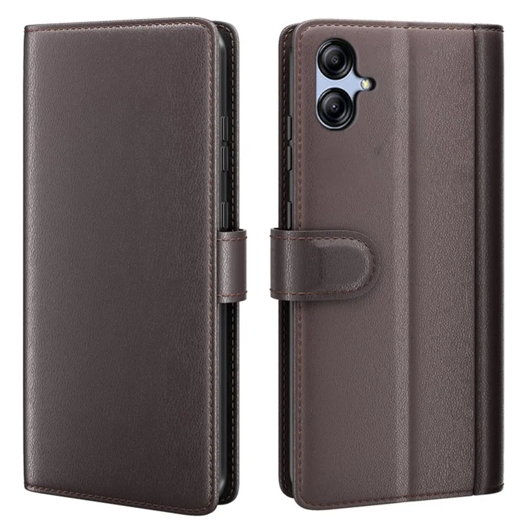 Für Samsung Galaxy A04e 4G / F04 4G / M04 4G Handyhülle Echtes gespaltenes Leder Folio-Ständer Geldbörse Flip Schutzhülle - Braun