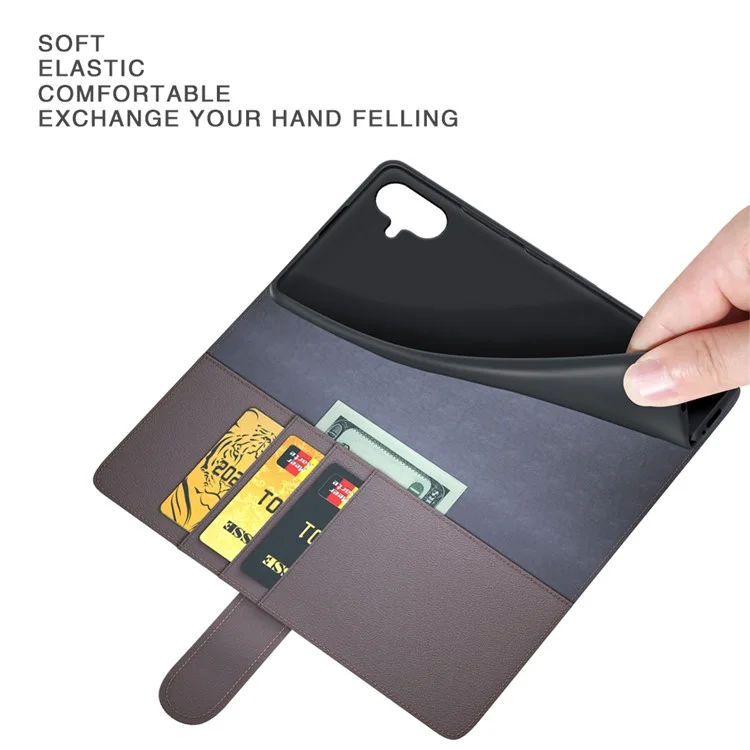 Für Samsung Galaxy A04e 4G / F04 4G / M04 4G Handyhülle Echtes gespaltenes Leder Folio-Ständer Geldbörse Flip Schutzhülle - Braun