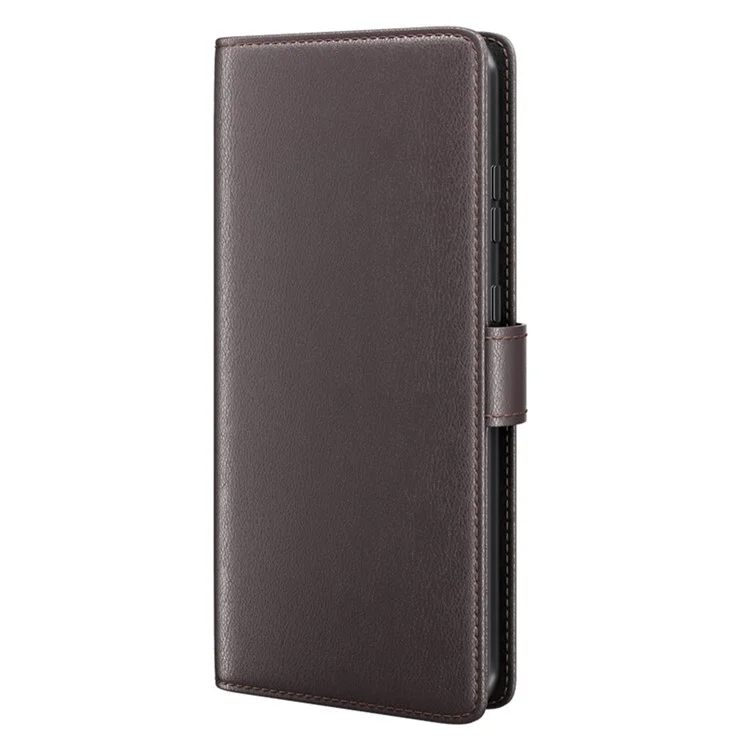 Für Samsung Galaxy A04e 4G / F04 4G / M04 4G Handyhülle Echtes gespaltenes Leder Folio-Ständer Geldbörse Flip Schutzhülle - Braun