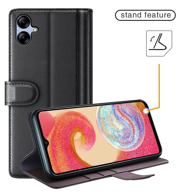 Für Samsung Galaxy A04e 4G / F04 4G / M04 4G Handyhülle Echtes gespaltenes Leder Folio-Ständer Geldbörse Flip Schutzhülle - Braun
