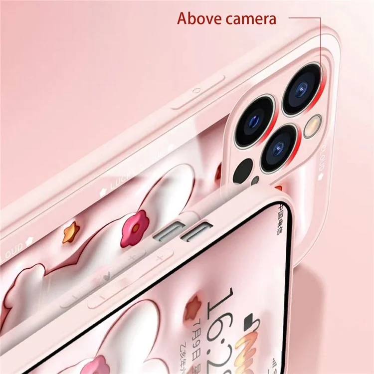 For iPhone 12 Pro Max 6.7 inch Cartoon Rabbit Hugging Star Tempered Glass + TPU Phone Case Shockproof Back Protective Cover - Light Purple