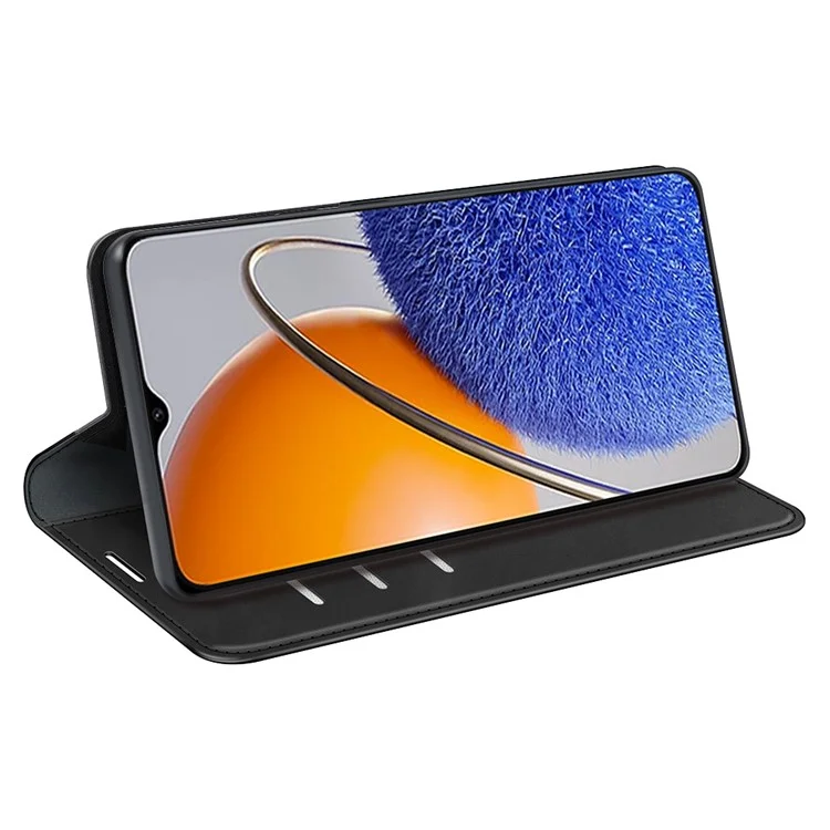 Para Huawei nova Y61 4G Funda de billetera con cierre magnético automático de piel de PU con soporte, sensación suave al tacto, resistente a golpes - Negro