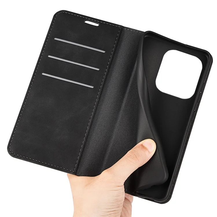 Para Huawei nova Y61 4G Funda de billetera con cierre magnético automático de piel de PU con soporte, sensación suave al tacto, resistente a golpes - Negro