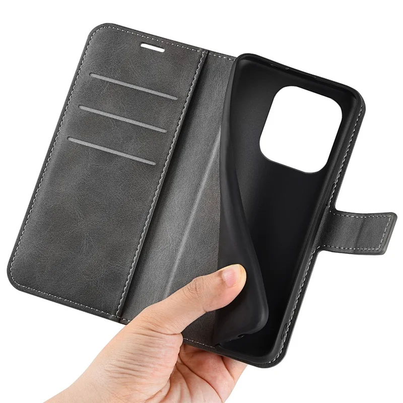 For Huawei nova Y61 4G Calf Texture PU Leather Phone Case Wallet Stand Full Body Flip Folio Square Magnetic Clasp Protective Cover - Grey
