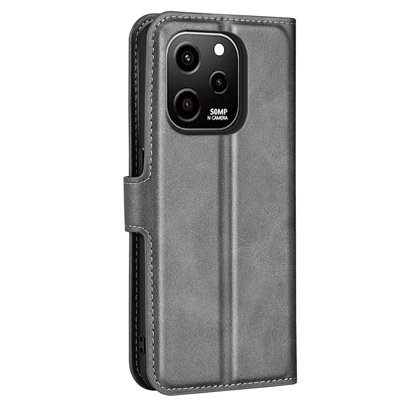 For Huawei nova Y61 4G Calf Texture PU Leather Phone Case Wallet Stand Full Body Flip Folio Square Magnetic Clasp Protective Cover - Grey