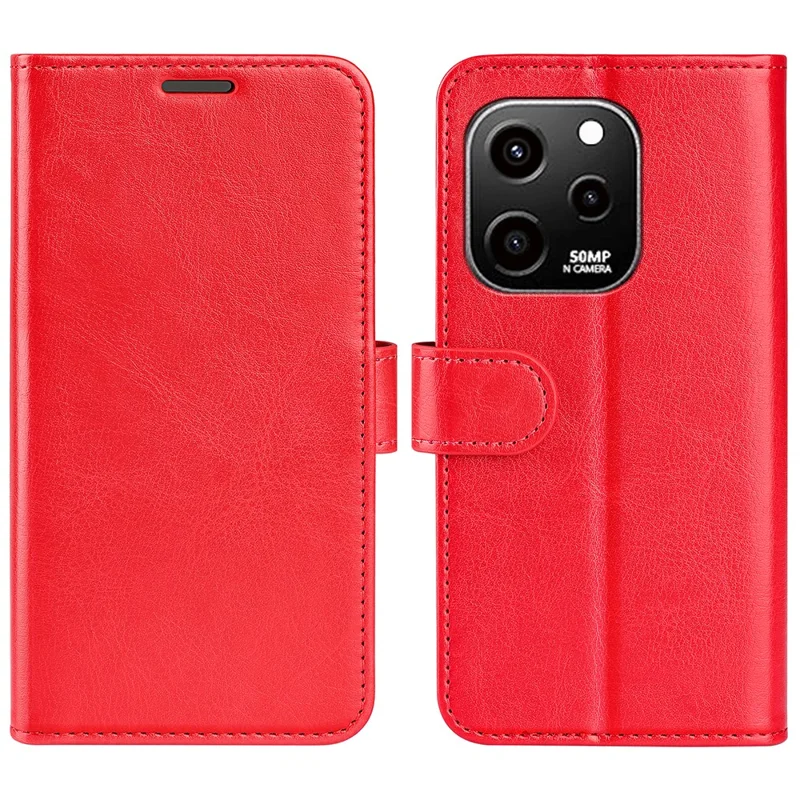For Huawei nova Y61 4G Crazy Horse Texture PU Leather Wallet Case Stand Shockproof Flip Protective Phone Cover - Red
